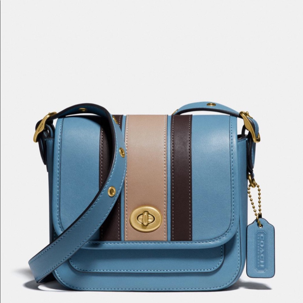 Coach Blue and Brown Crossbody Bag